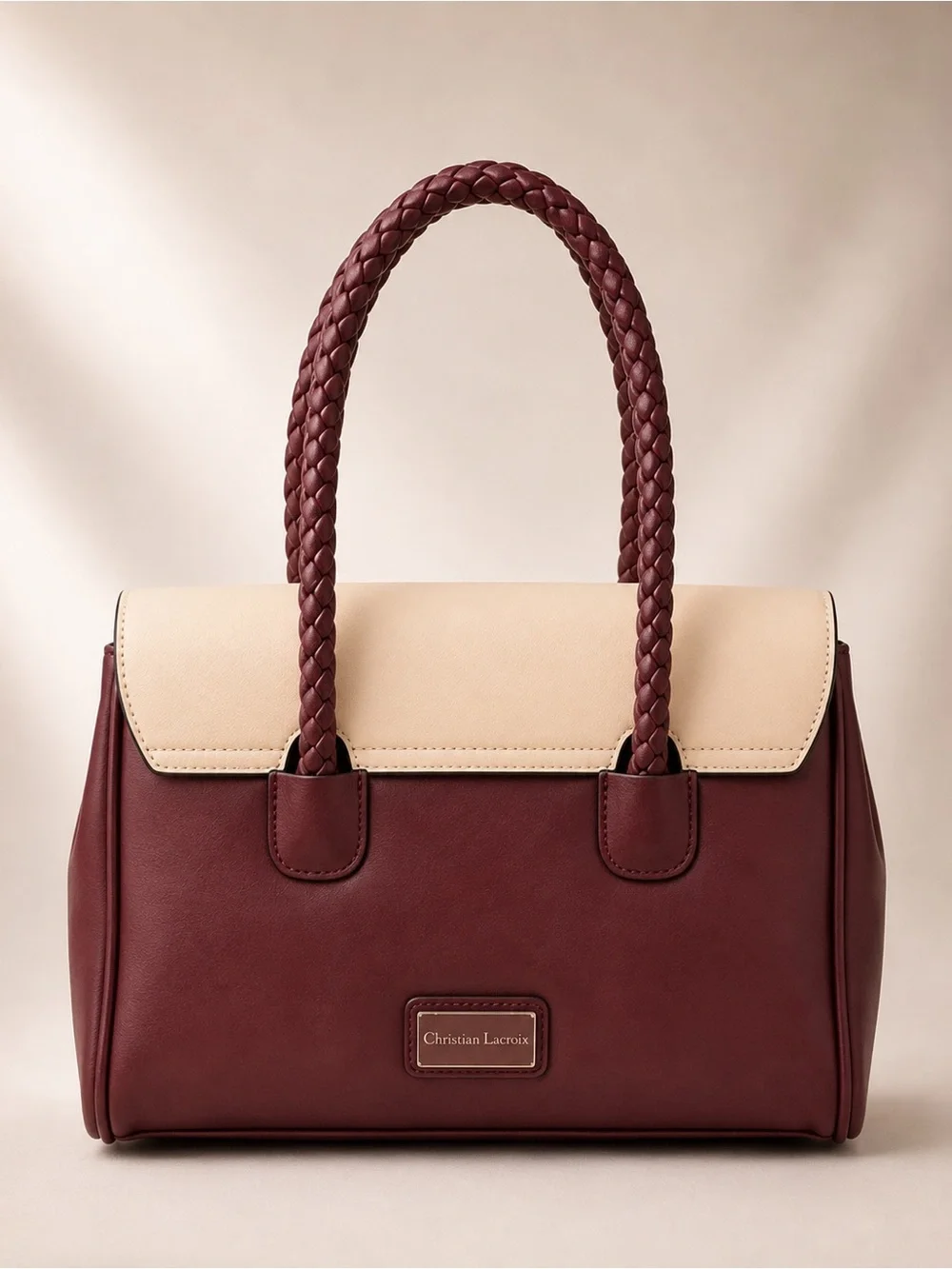 Christian Lacroix Two-Tone Vegan Leather Satchel NWT Adjustable Strap